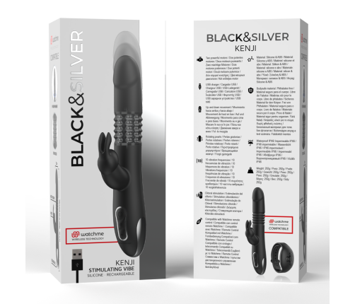 BLACK&SILVER - KENJI STIMULATING VIBE COMPATIBLE WITH WATCHME WIRELESS TECHNOLOGY