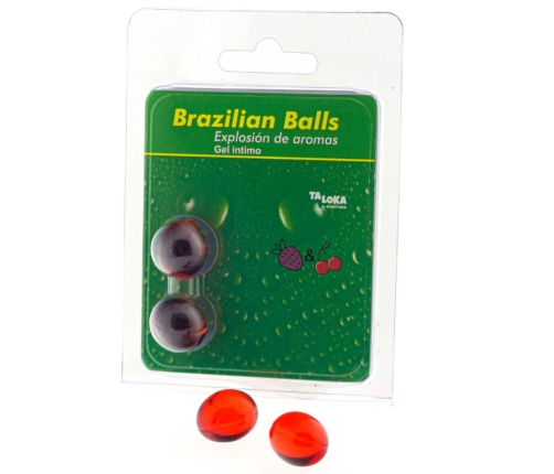 TALOKA - 2 BRAZILIAN BALLS STRAWBERRY & CHERRY INTIMATE GEL