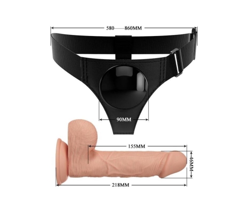 PRETTY LOVE - HARNESS BRIEFS ARNÉS UNIVERSAL CON DILDO JERRY 21.8 CM NATURAL