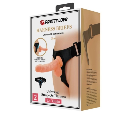 PRETTY LOVE - HARNESS BRIEFS UNIVERSAL HARNESS WITH DILDO TOM 20 CM NATURAL