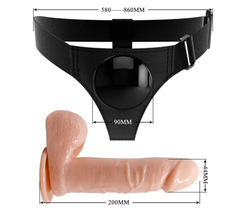 PRETTY LOVE - HARNESS BRIEFS UNIVERSAL HARNESS WITH DILDO TOM 20 CM NATURAL