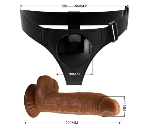 PRETTY LOVE - HARNESS BRIEFS ARNÉS UNIVERSAL CON DILDO MICHEAL 20 CM NEGRO