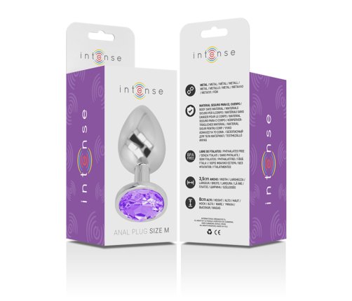 INTENSE - ALUMINUM METAL ANAL PLUG WITH VIOLET CRYSTAL SIZE M