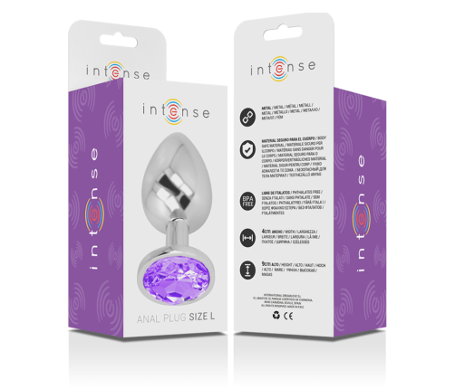 INTENSE - ALUMINUM METAL ANAL PLUG WITH VIOLET CRYSTAL SIZE L