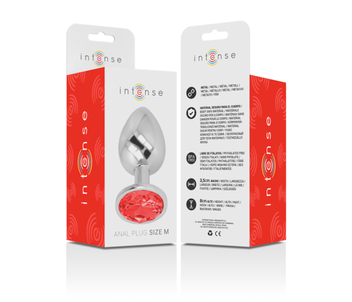 INTENSE - METAL ANAL PLUG WITH RED CRYSTAL SIZE M