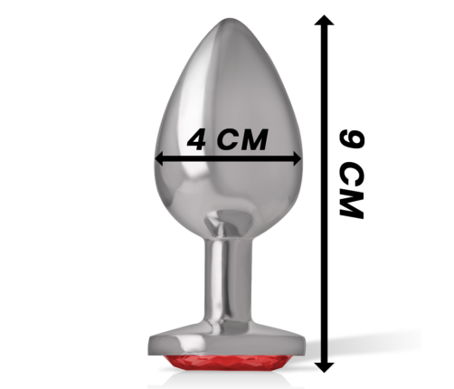 INTENSE - ALUMINUM METAL ANAL PLUG WITH RED CRYSTAL SIZE L
