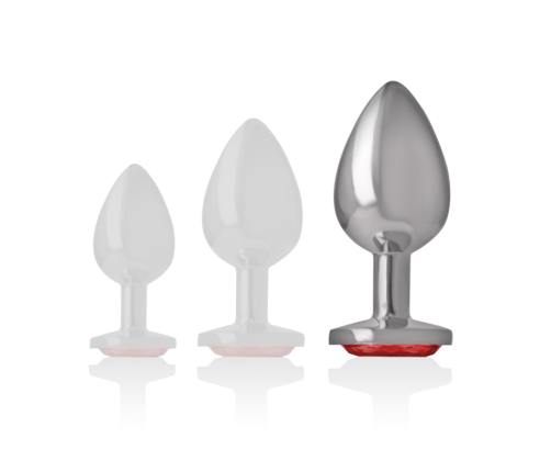 INTENSE - ALUMINUM METAL ANAL PLUG WITH RED CRYSTAL SIZE L