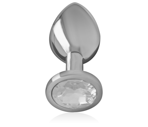 INTENSE - ALUMINUM METAL ANAL PLUG WITH SILVER CRYSTAL SIZE S