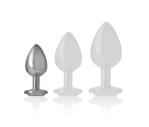 INTENSE - ALUMINUM METAL ANAL PLUG WITH SILVER CRYSTAL SIZE S