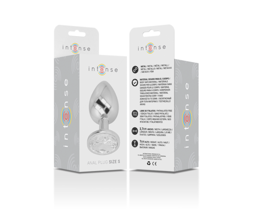 INTENSE - ALUMINUM METAL ANAL PLUG WITH SILVER CRYSTAL SIZE S