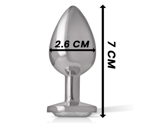 INTENSE - ALUMINUM METAL ANAL PLUG WITH SILVER CRYSTAL SIZE S