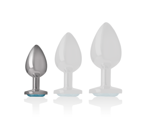 INTENSE - ALUMINUM METAL ANAL PLUG WITH BLUE CRYSTAL SIZE S
