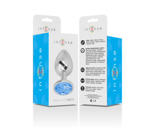 INTENSE - ALUMINUM METAL ANAL PLUG WITH BLUE CRYSTAL SIZE S