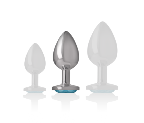 INTENSE - ALUMINUM METAL ANAL PLUG WITH BLUE GLASS SIZE M
