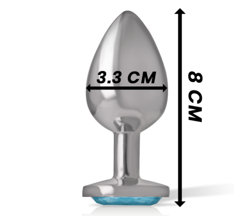 INTENSE - ALUMINUM METAL ANAL PLUG WITH BLUE GLASS SIZE M