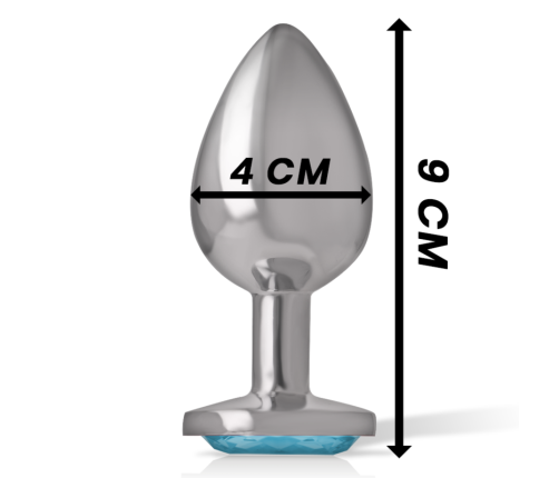 INTENSE - ALUMINUM METAL ANAL PLUG WITH BLUE CRYSTAL SIZE L