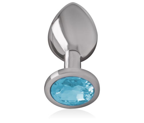 INTENSE - ALUMINUM METAL ANAL PLUG WITH BLUE GLASS SIZE M