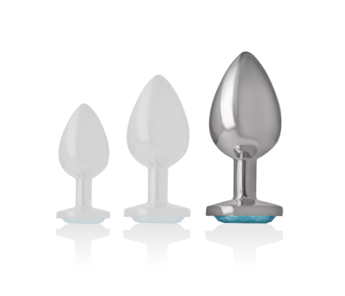 INTENSE - ALUMINUM METAL ANAL PLUG WITH BLUE CRYSTAL SIZE L