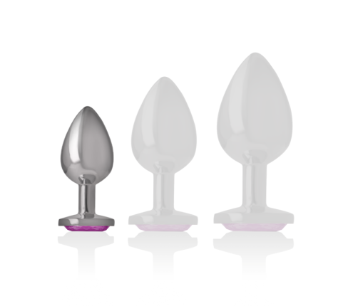 INTENSE - ALUMINUM METAL ANAL PLUG WITH PINK CRYSTAL SIZE S