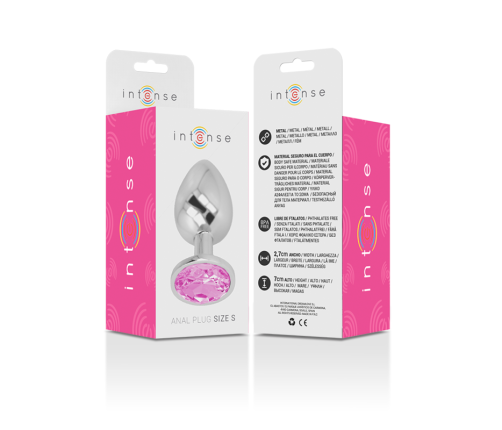 INTENSE - ALUMINUM METAL ANAL PLUG WITH PINK CRYSTAL SIZE S
