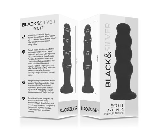 BLACK&SILVER - SCOTT PREMIUM SILICONE ANAL PLUG BLACK