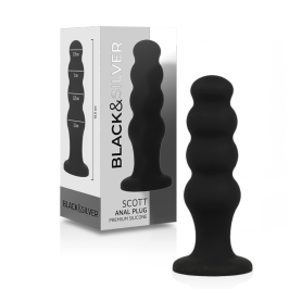 BLACK&SILVER - SCOTT PREMIUM SILICONE ANAL PLUG BLACK BLACK&SILVER - SCOTT PREMIUM SILICONE ANAL PLUG BLACK