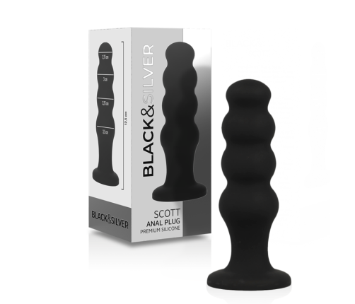 BLACK&SILVER - SCOTT PREMIUM SILICONE ANAL PLUG BLACK