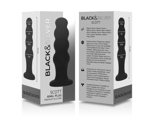 BLACK&SILVER - SCOTT PREMIUM SILICONE ANAL PLUG BLACK