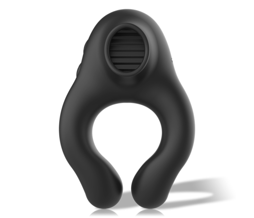 BLACK&SILVER - SILICONE VIBRATOR RING 3 MOTORS RECHARGEABLE BLACK