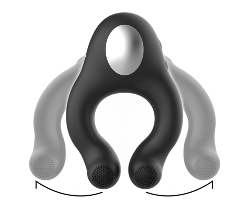BLACK&SILVER - SILICONE VIBRATOR RING 3 MOTORS RECHARGEABLE BLACK
