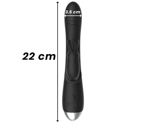 BLACK&SILVER - DJ. ADAM RECHARGEABLE SILICONE RABBIT STIMULATOR BLACK