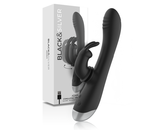 BLACK&SILVER - DJ. ADAM RECHARGEABLE SILICONE RABBIT STIMULATOR BLACK