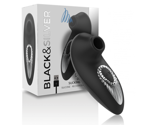BLACK&SILVER - DRAKE DELUXE SUCKING VIBE RECHARGEABLE SILICONE BLACK