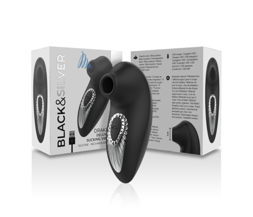 BLACK&SILVER - DRAKE DELUXE SUCKING VIBE RECHARGEABLE SILICONE BLACK