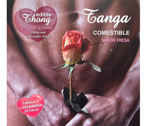 HOTFLOWERS - MEN''S THONG+ 2 STRAWBERRY WAFER NIPPLE /es/pt/en/fr/it/