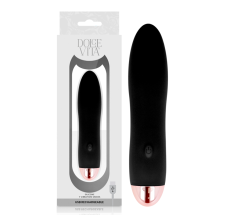DOLCE VITA - RECHARGEABLE VIBRATOR FOUR BLACK 7 SPEEDS