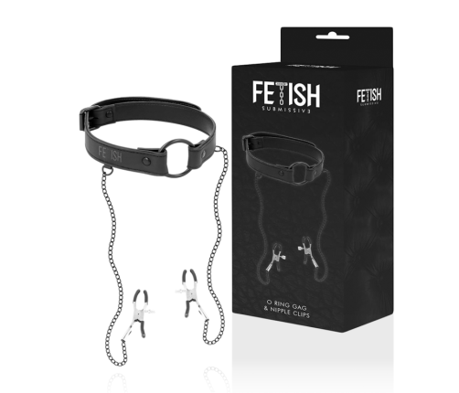 FETISH SUBMISSIVE - GAG RING WITH NIPPLE CLAMPS