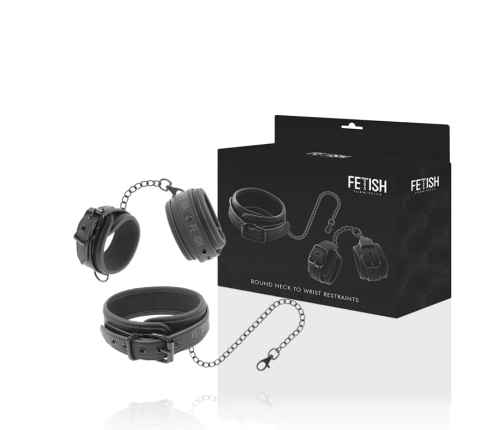 FETISH SUBMISSIVE - VEGAN LEATHER NECKLACE AND HANDCUFFS WITH NOPRENE LINING