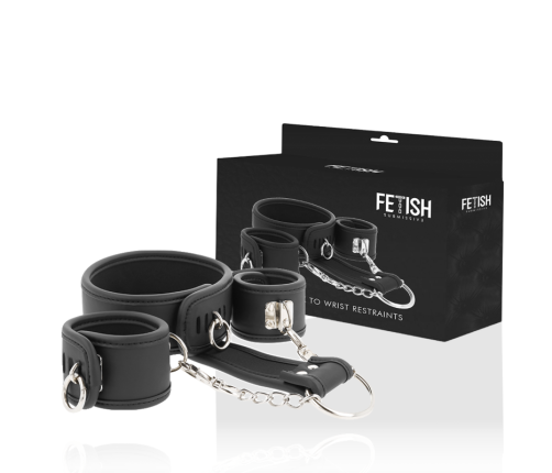 FETISH SUBMISSIVE - VEGAN LEATHER NECKLACE AND HANDCUFFS WITH NOPRENE LINING