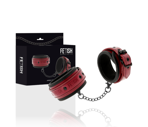 FETISH SUBMISSIVE DARK ROOM - VEGAN LEATHER ANKLE HANDCUFFS WITH NEOPRENE LINING