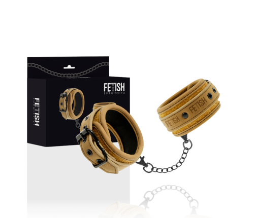 FETISH SUBMISSIVE ORIGEN - VEGAN LEATHER HANDCUFFS WITH NEOPRENE LINING