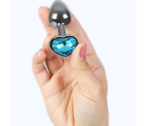 SECRETPLAY - METAL BUTT PLUG BLUE HEART SMALL SIZE 7 CM