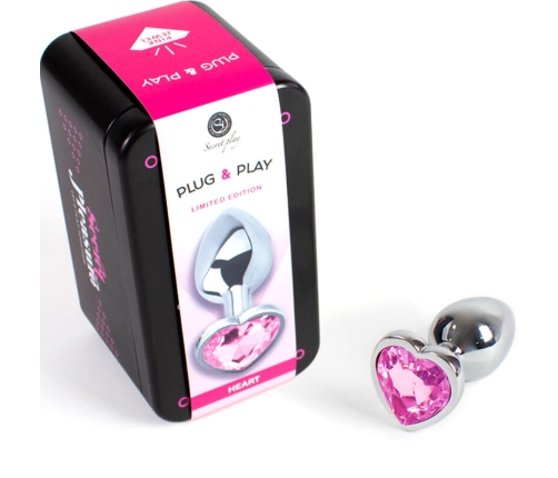 SECRETPLAY - METAL BUTT PLUG FUCHSIA HEART SMALL SIZE 7 CM