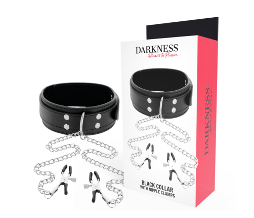DARKNESS - COLLAR WITH NIPPLE CLAMPS BLACK