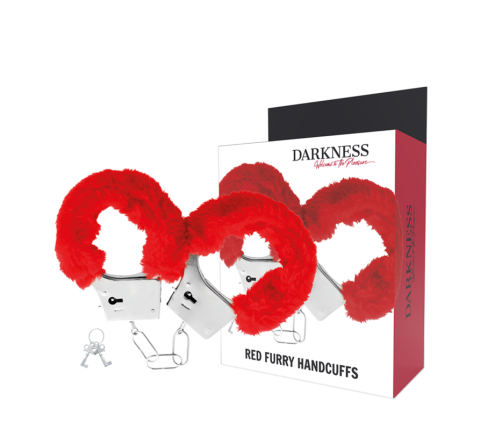 DARKNESS - RED LINED METAL HANDCUFFS