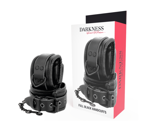 DARKNESS - ADJUSTABLE BLACK LEATHER HANDS HANDCUFFS