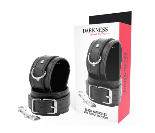 DARKNESS - BLACK ADJUSTABLE HANDCUFFS WITH DOUBLE REINFORCEMENT TAPE