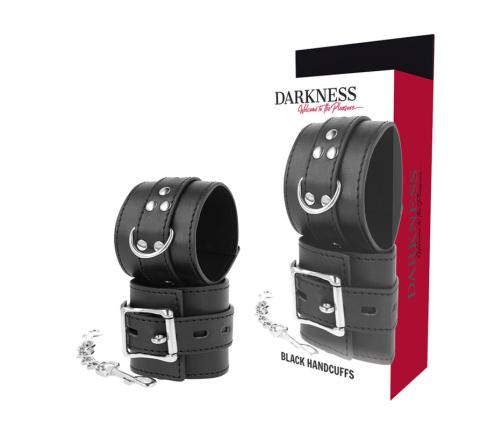 DARKNESS - BLACK LEATHER HANDCUFFS