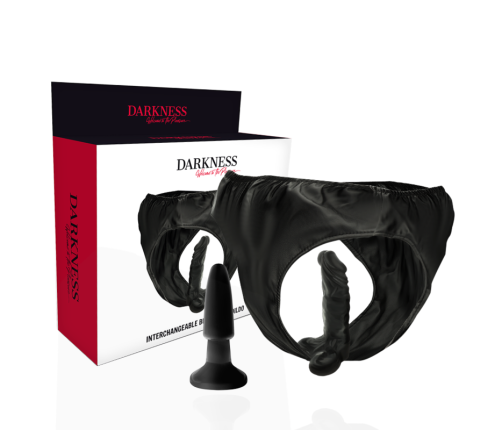DARKNESS - PANTIES WITH PLUG AND INTERCHANGEABLE DILDO