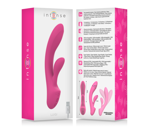 INTENSE - LUIGI RABBIT VIBRATOR PINK LIQUID SILICONE
